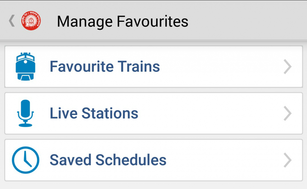 Manage Favourites National Train Enquiry System